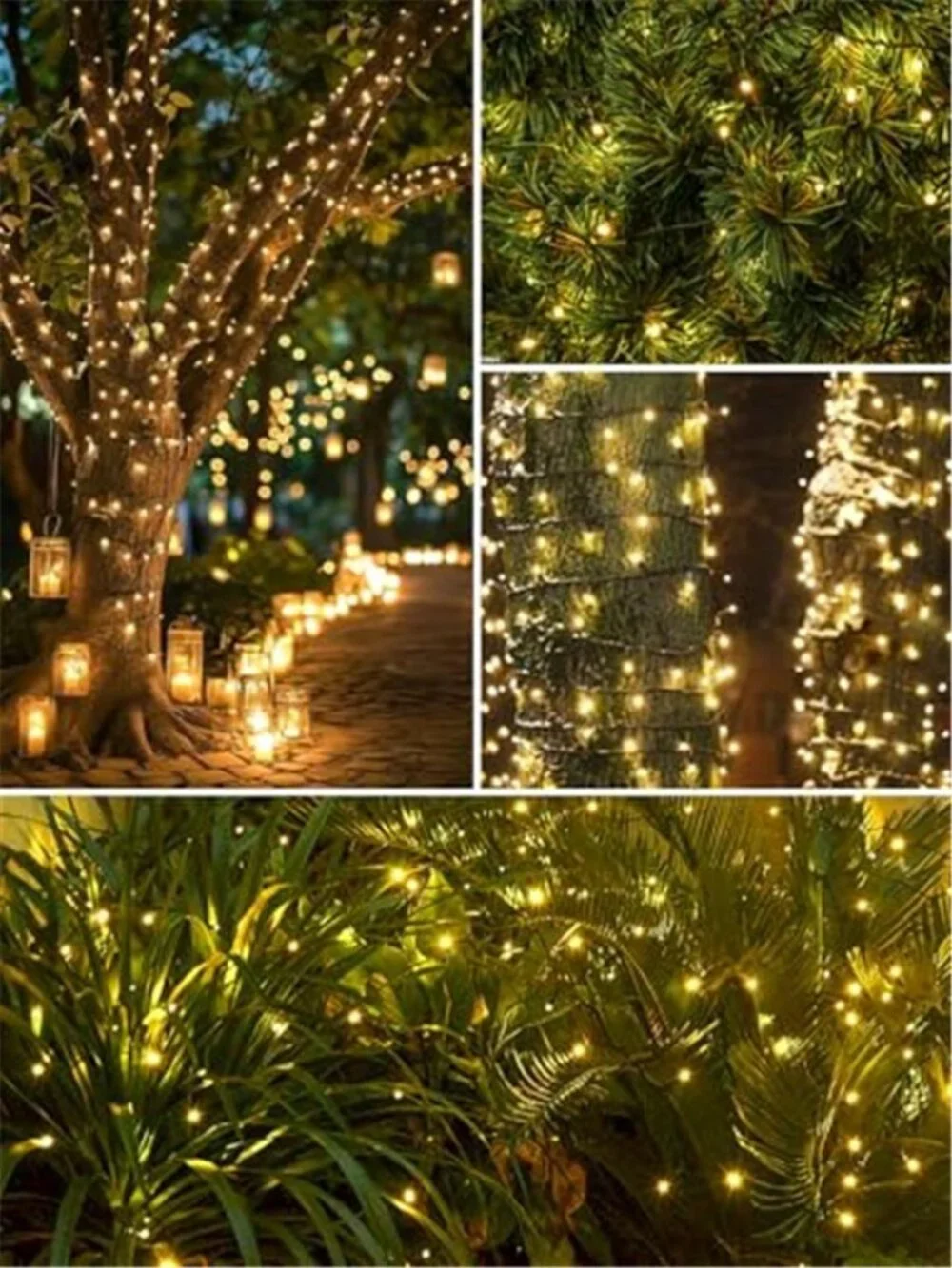 2 Pack 200 LED Solar String Lights Outdoor Waterproof 8 Modes Warm White